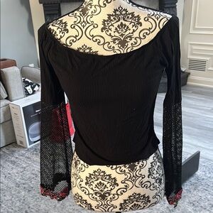Chic Black and Red Women's Blouse